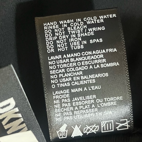 DKNY Ruffled V Neck Tankini Swimsuit Top‎ Womens Small Black Stretchy UPF NWT - Picture 11 of 11